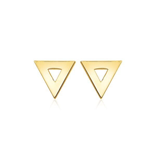 14k Yellow Gold Polished Open Triangle Post Earrings