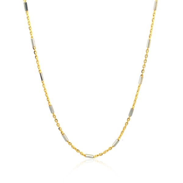 Bar Links Pendant Chain in 14k Two Tone Gold (1.4mm) - Image 2