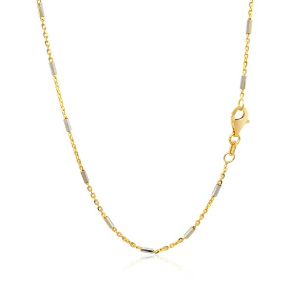 Bar Links Pendant Chain in 14k Two Tone Gold (1.4mm) - Image 3