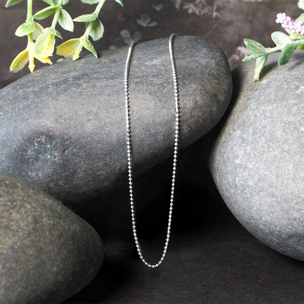 14k White Gold Bead Chain 1.0mm - Image 4