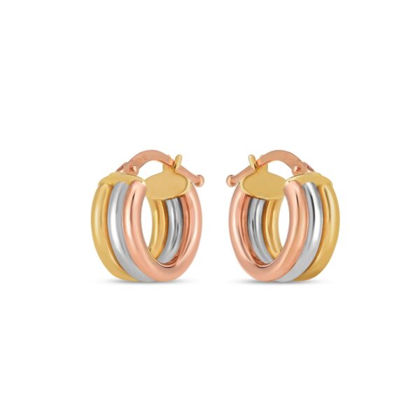 14k Tri Color Gold Trilogy Hoops - Image 2