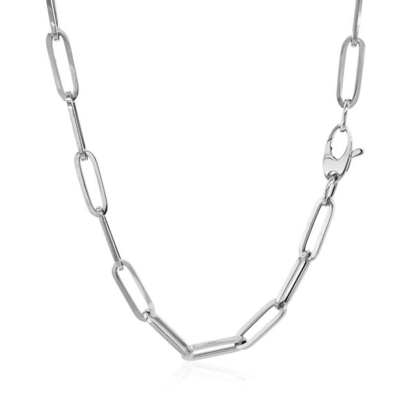 14k White Gold Bold Paperclip Chain (4.2 mm) - Image 3