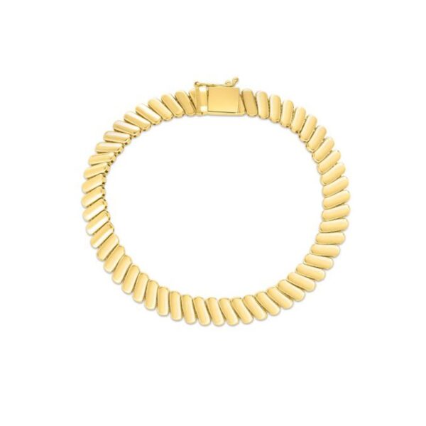 14k Yellow Gold Rib Link Bracelet - Image 2