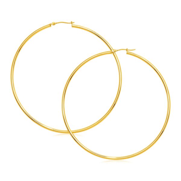 14k Yellow Gold Large Polished Hoop Earrings