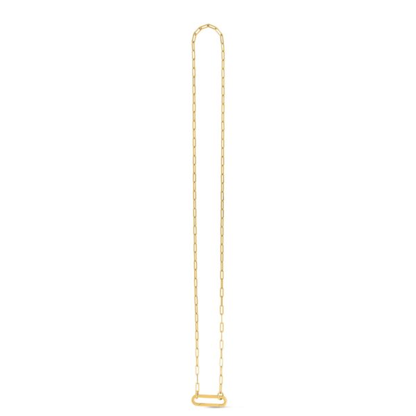 14k Yellow Gold Elongated Link Paperclip Necklace - Image 2