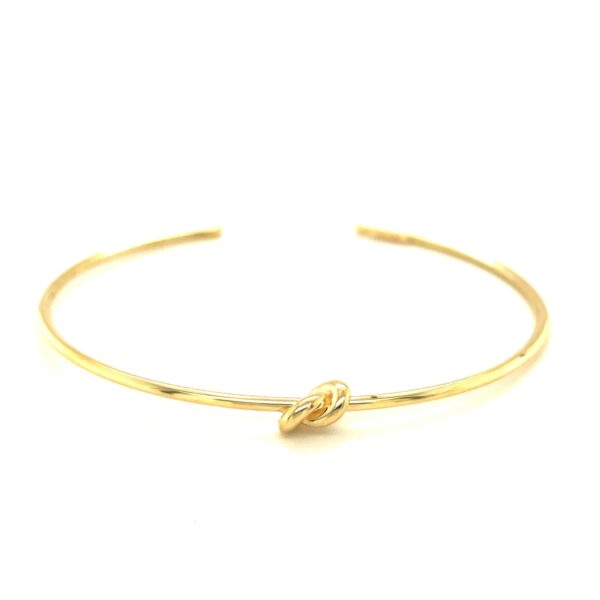 14k Yellow Gold Polished Cuff Bangle with Knot - Image 2