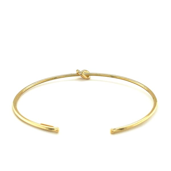 14k Yellow Gold Polished Cuff Bangle with Knot - Image 3