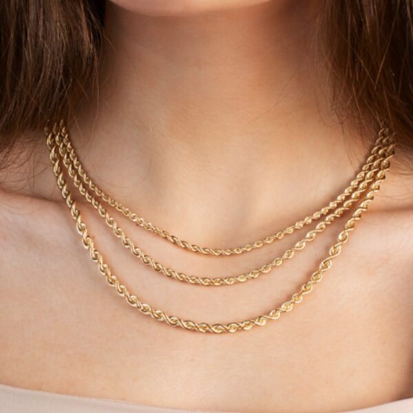 14k Yellow Gold Light Rope Chain 1.5mm - Image 3