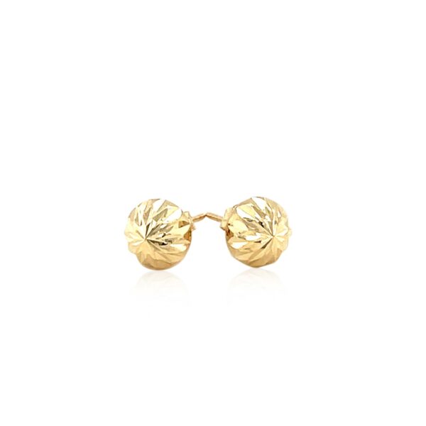 14k Yellow Gold Textured Flat Style Stud Earrings - Image 2