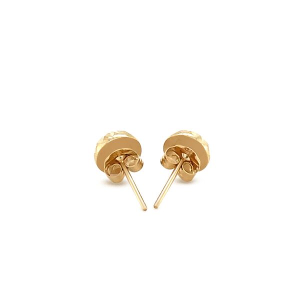 14k Yellow Gold Textured Flat Style Stud Earrings - Image 3