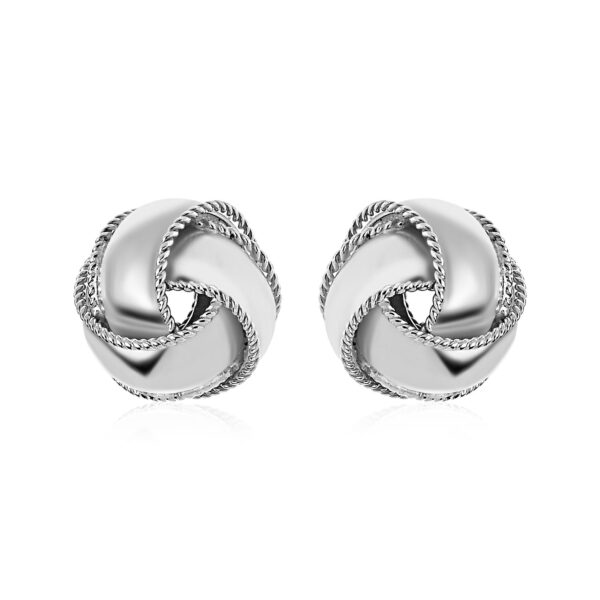 Textured and Polished Love Knot Earrings in Sterling Silver