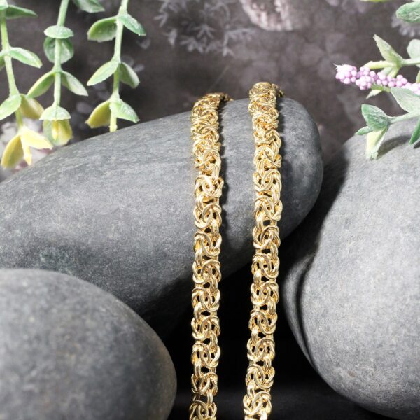 14k Yellow Gold Fancy Byzantine Chain Necklace - Image 3