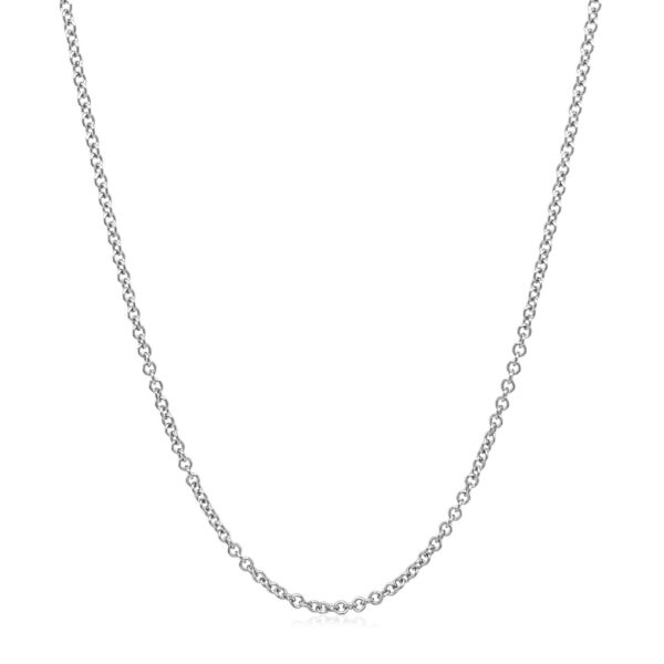 14k White Gold Round Cable Link Chain 1.5mm - Image 2