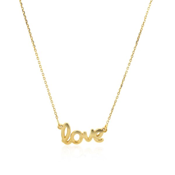 14k Yellow Gold Script LOVE Necklace - Image 2