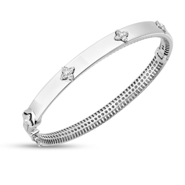 14k White Gold Trilogy Diamond Bangle - Image 2