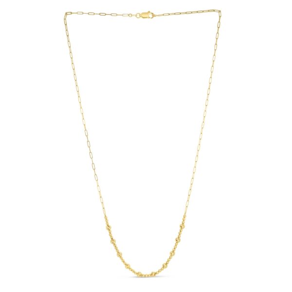 14k Yellow Gold Bead Paperclip Necklace