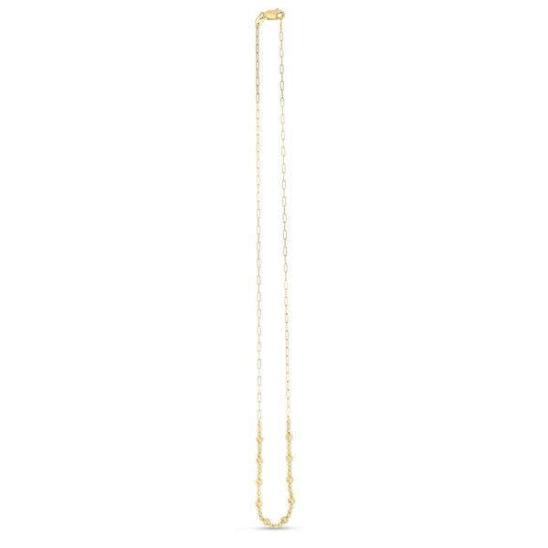 14k Yellow Gold Bead Paperclip Necklace - Image 2