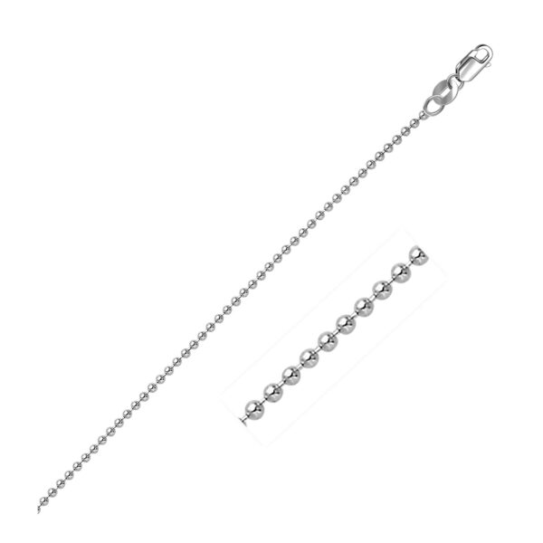 14k White Gold Bead Chain 1.5mm