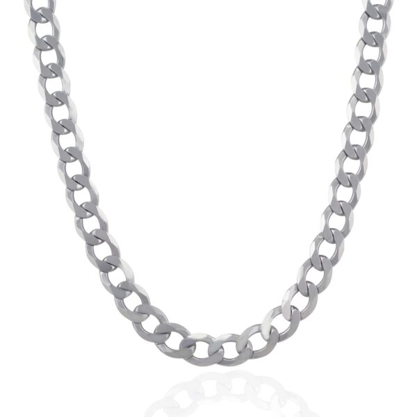 Rhodium Plated 13.6mm Sterling Silver Curb Style Chain - Image 2