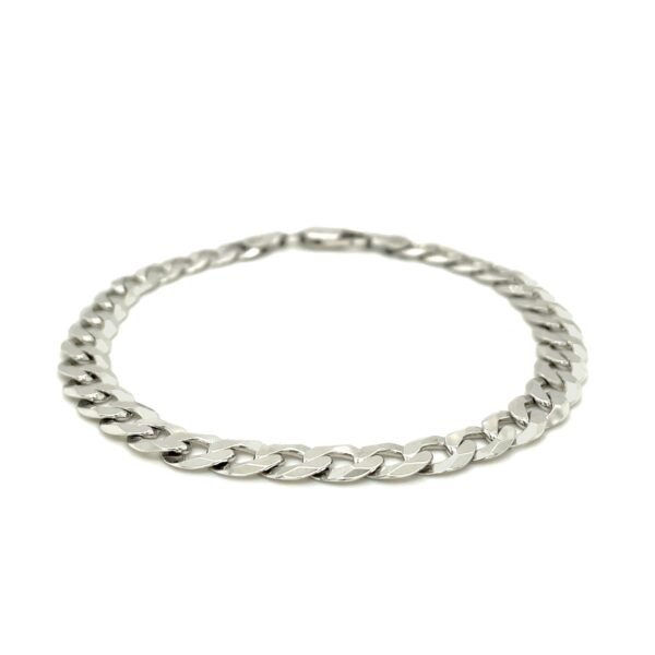 Rhodium Plated 7.2mm Sterling Silver Curb Style Bracelet - Image 2