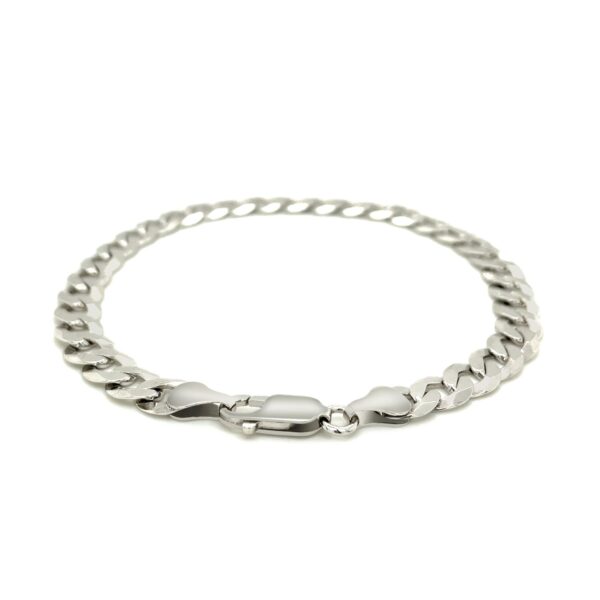 Rhodium Plated 7.2mm Sterling Silver Curb Style Bracelet - Image 3