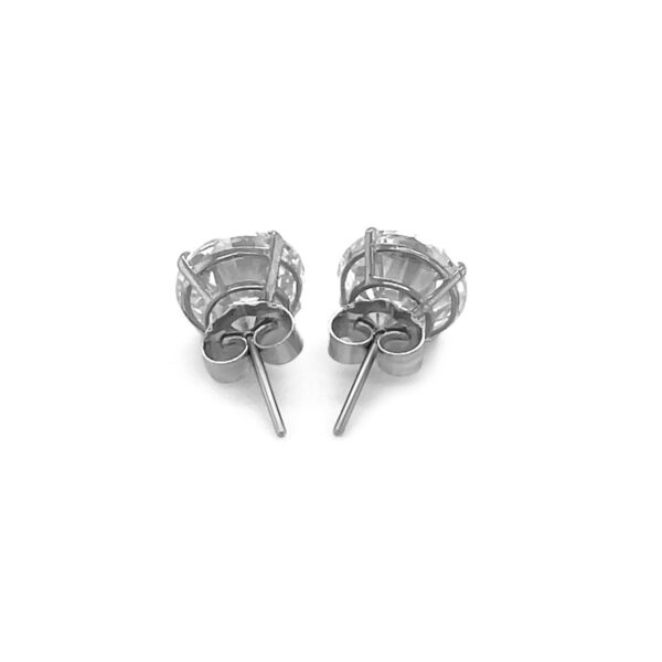 14k White Gold 8.0mm Round CZ Stud Earrings - Image 3