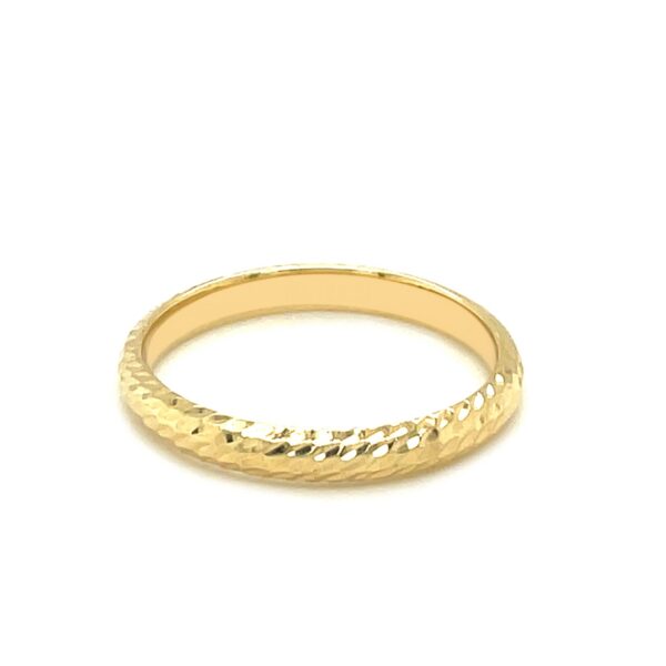 14k Yellow Gold Textured Comfort Fit Wedding Band - Image 2