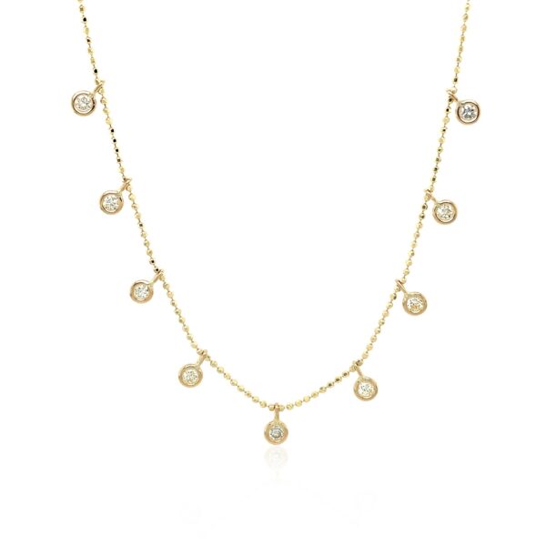 14k Yellow Gold Necklace with Round Diamond Charms - Image 2