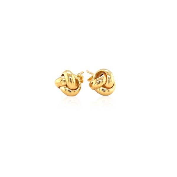 10k Yellow Gold Love Knot Stud Earrings - Image 2