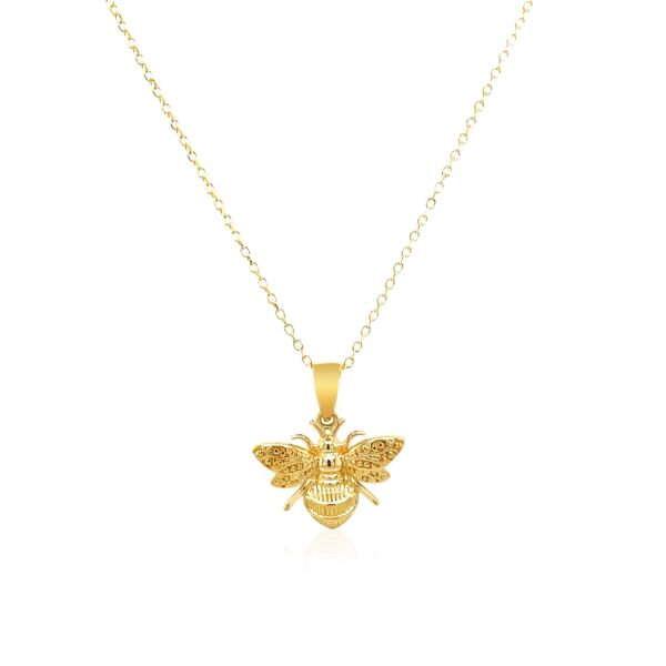 14K Yellow Gold Bee Necklace - Image 2