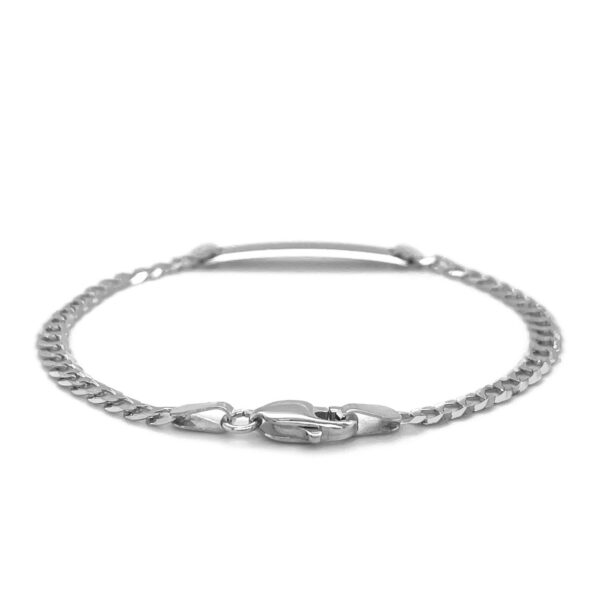 14k White Gold Curb Link Chain Polished Children's ID Bracelet - Image 3