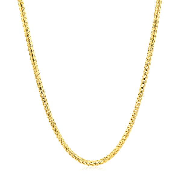 2.2mm 14k Yellow Solid Gold Diamond Cut Round Franco Chain - Image 2