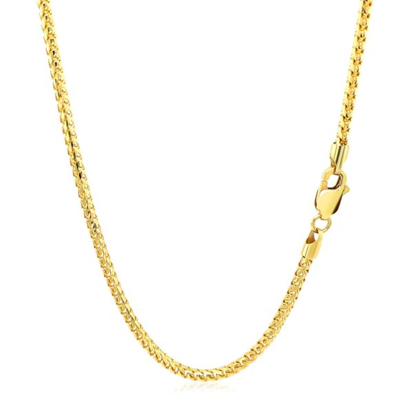 2.2mm 14k Yellow Solid Gold Diamond Cut Round Franco Chain - Image 3