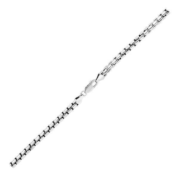 Sterling Silver Rhodium Plated Round Box Bracelet (5.2 mm) - Image 2