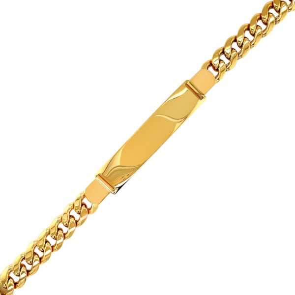 14k Yellow Gold Men's ID Cuban Chain Bracelet - Image 2