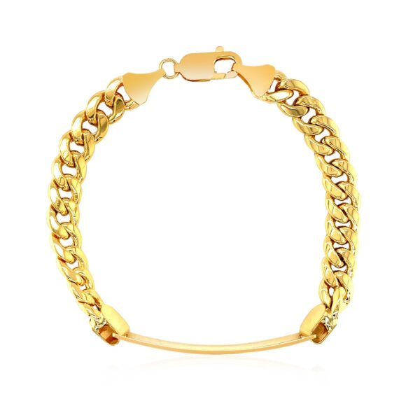 14k Yellow Gold Men's ID Cuban Chain Bracelet - Image 3