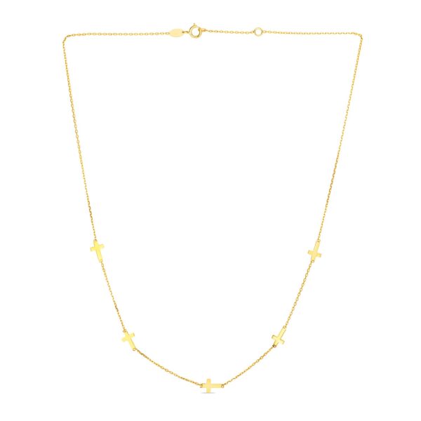 14k Yellow Gold Chain Necklace with Cross Stations - Image 2