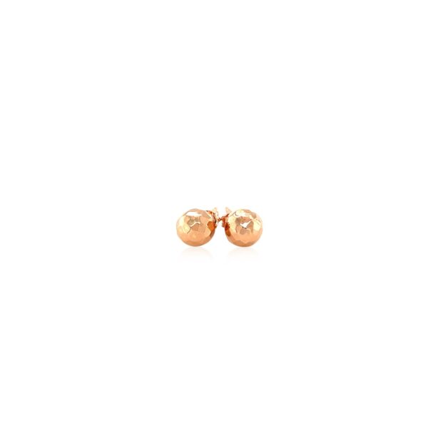 14k Rose Gold Round Faceted Style Stud Earrings - Image 2