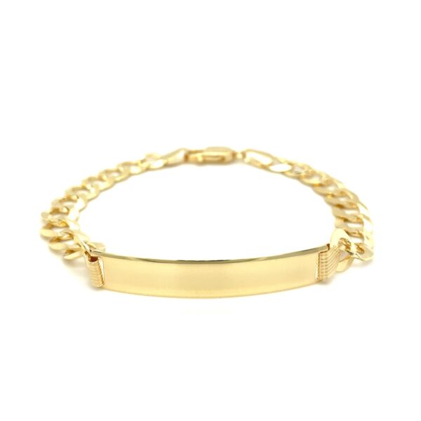 14k Yellow Gold 8 1/2 inch Mens Curb Chain ID Bracelet - Image 2