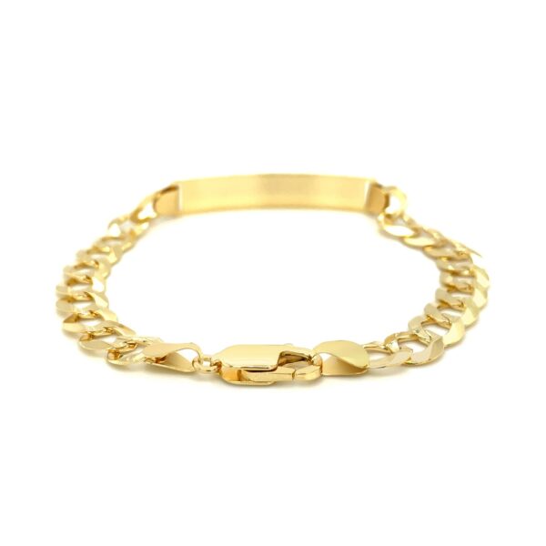 14k Yellow Gold 8 1/2 inch Mens Curb Chain ID Bracelet - Image 3