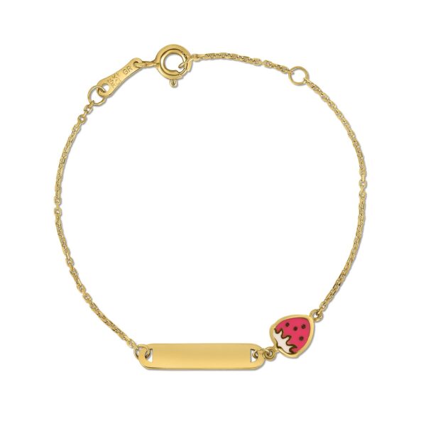 14k Yellow Gold Strawberry Childrens Bracelet - Image 2