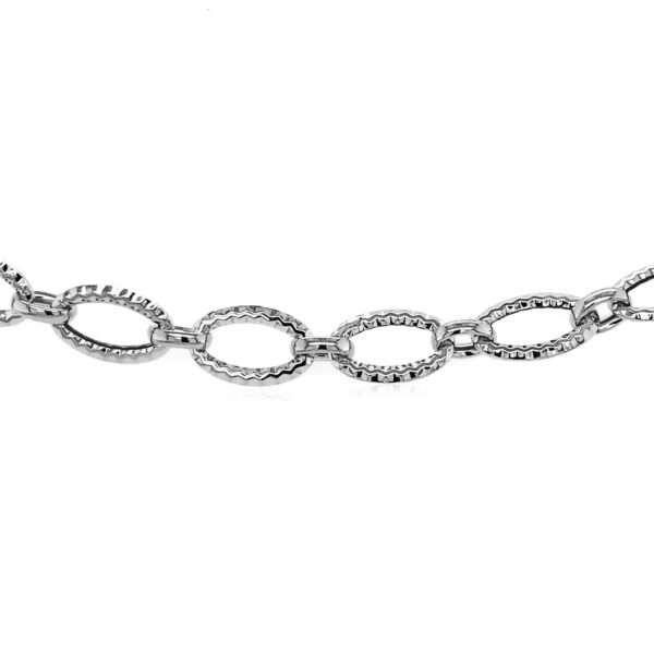 Textured Oval Link Bracelet in 14k White Gold - Image 2