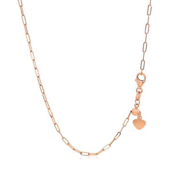 14k Rose Gold Adjustable Paperclip Chain 1.5mm - Image 2