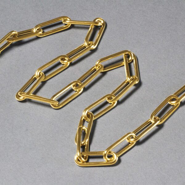 14k Yellow Gold Rounded Paperclip Chain Necklace - Image 4