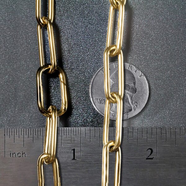 14k Yellow Gold Rounded Paperclip Chain Necklace - Image 6