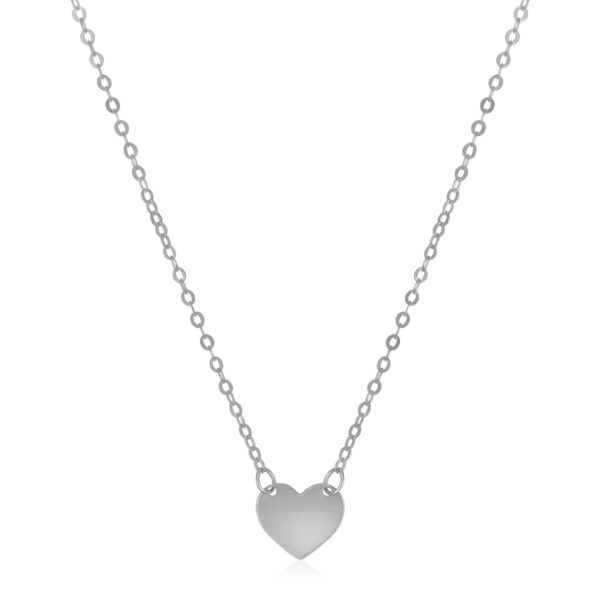 14k White Gold Polished Mini Heart Necklace