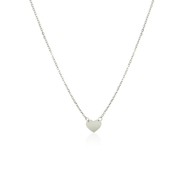 14k White Gold Polished Mini Heart Necklace - Image 2