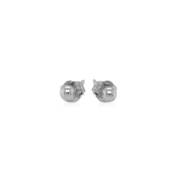 14k White Gold Spherical Stud Earrings (3.0 mm) - Image 2