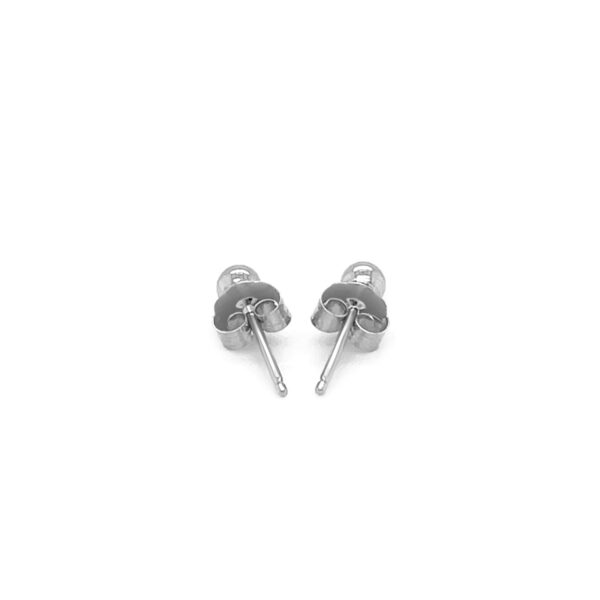 14k White Gold Spherical Stud Earrings (3.0 mm) - Image 3