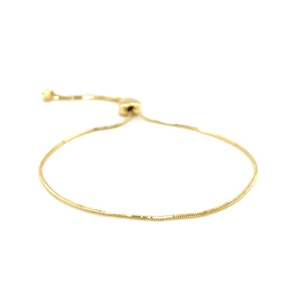 14k Yellow Gold Adjustable Lariat Style Heart Motif Bracelet - Image 2